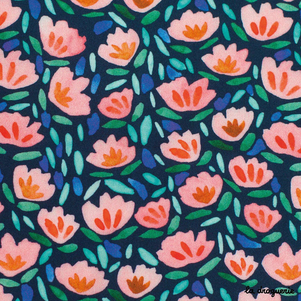 LA DROGUERIE – wholesale Tygrulle – Metervara "Vinterträdgård" Pastellfärger1