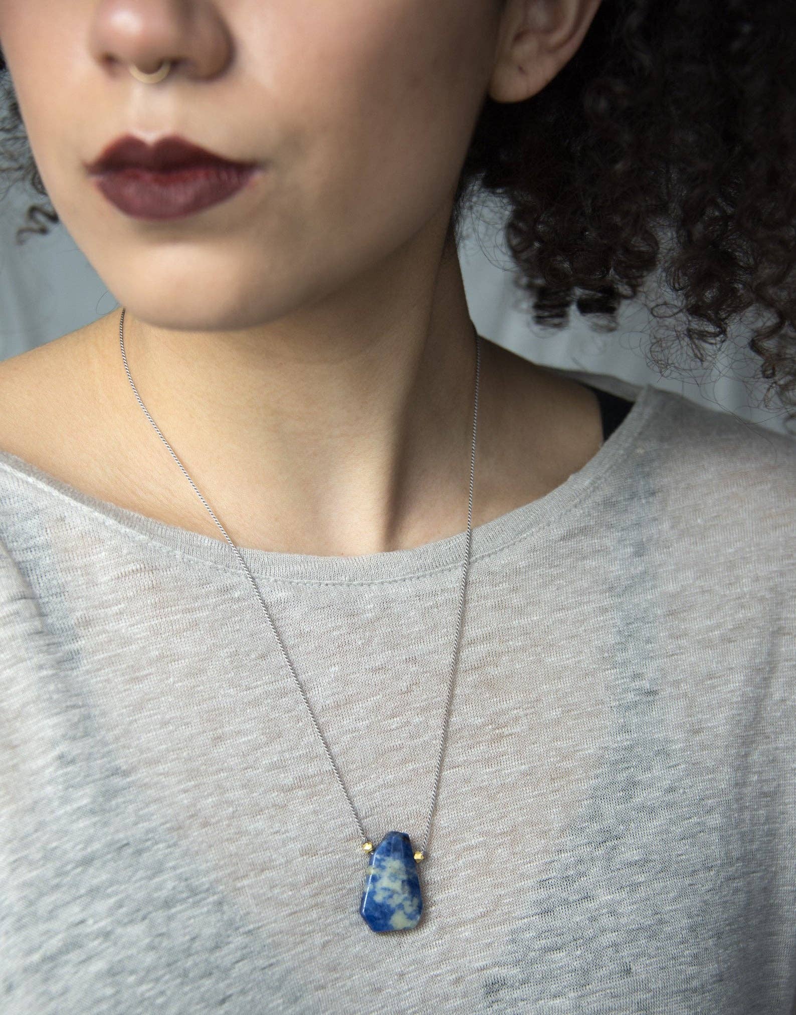 RADA Handmade Jewelry - Wholesale Pendant/Charm Necklace - Sodalite on silk cord adjustable necklace1