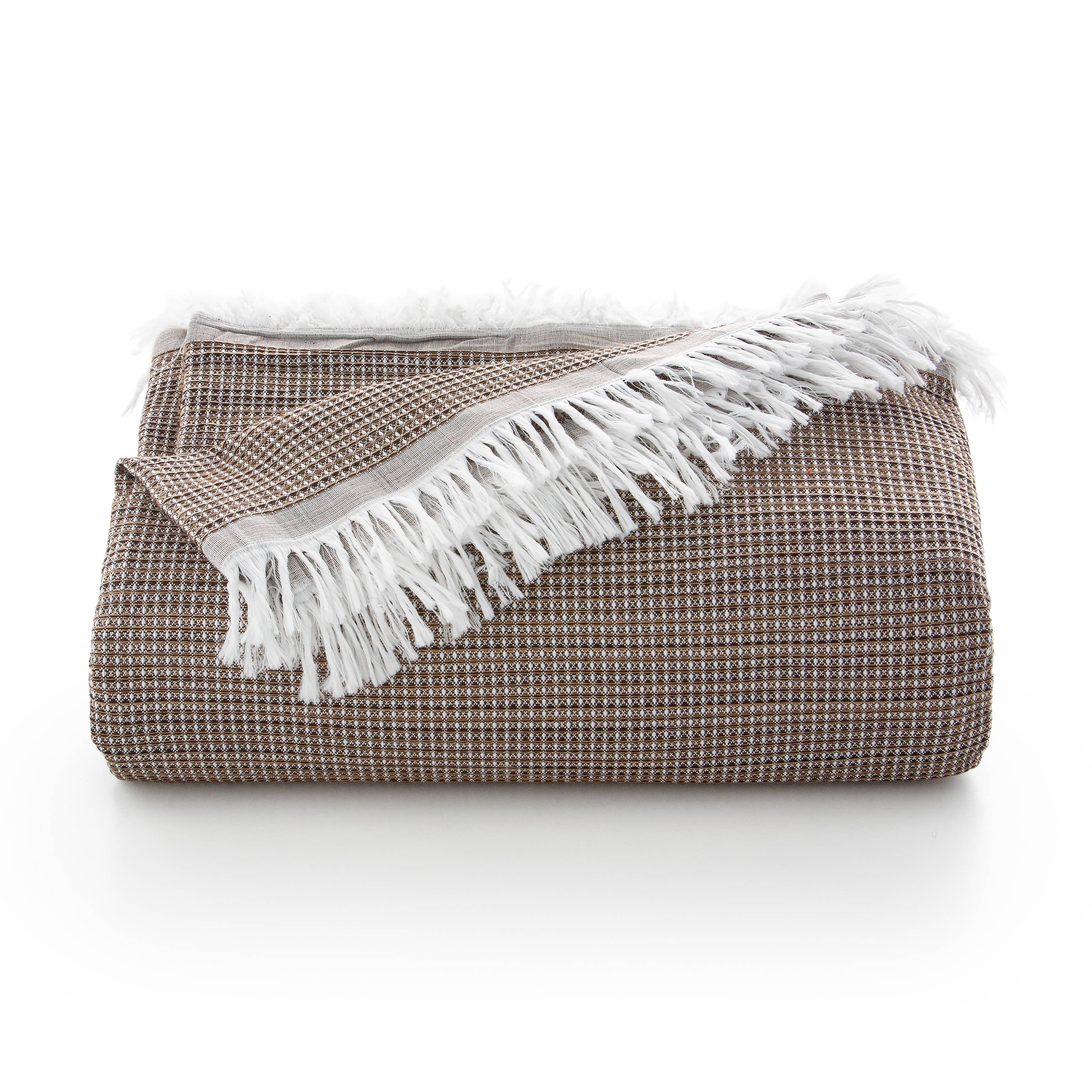 GAMUSI - Wholesale Throw blanket - Plaid Multi-Purpose Cotton Bedspread Honeycomb GALA5