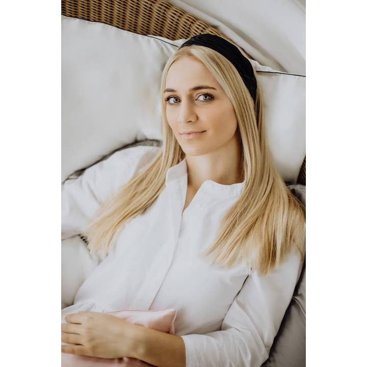 ilks – Bandana - Mulher por atacado – Faixa de cabelo de seda preta3