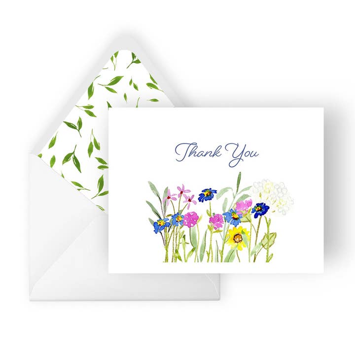 wildflowers thank you greeting card for wholesale by Audrey Ra Design