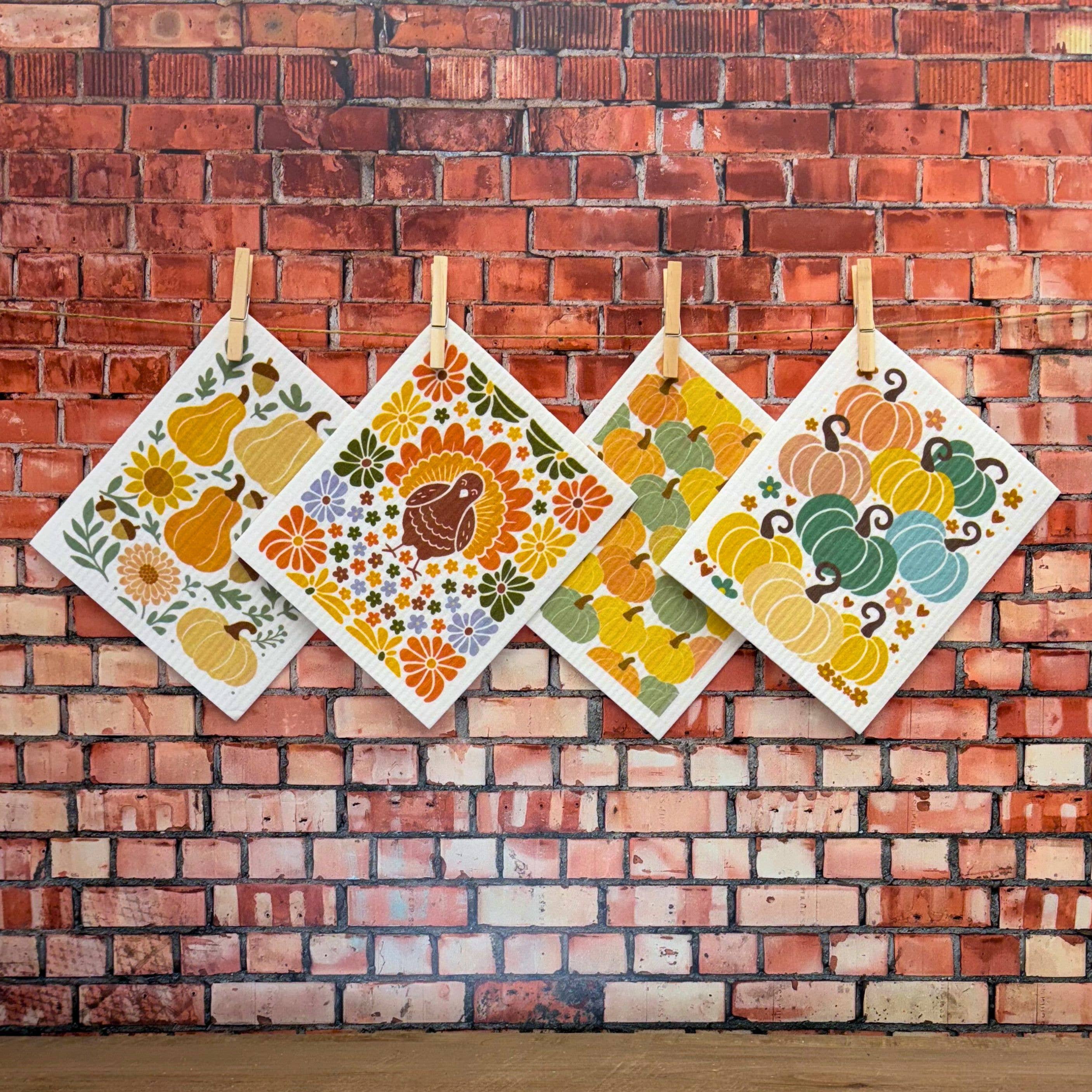 Driftless Studios - Wholesale Dishcloth - Fun Colorful Pumpkins Swedish Dishcloths - Fall Decor1