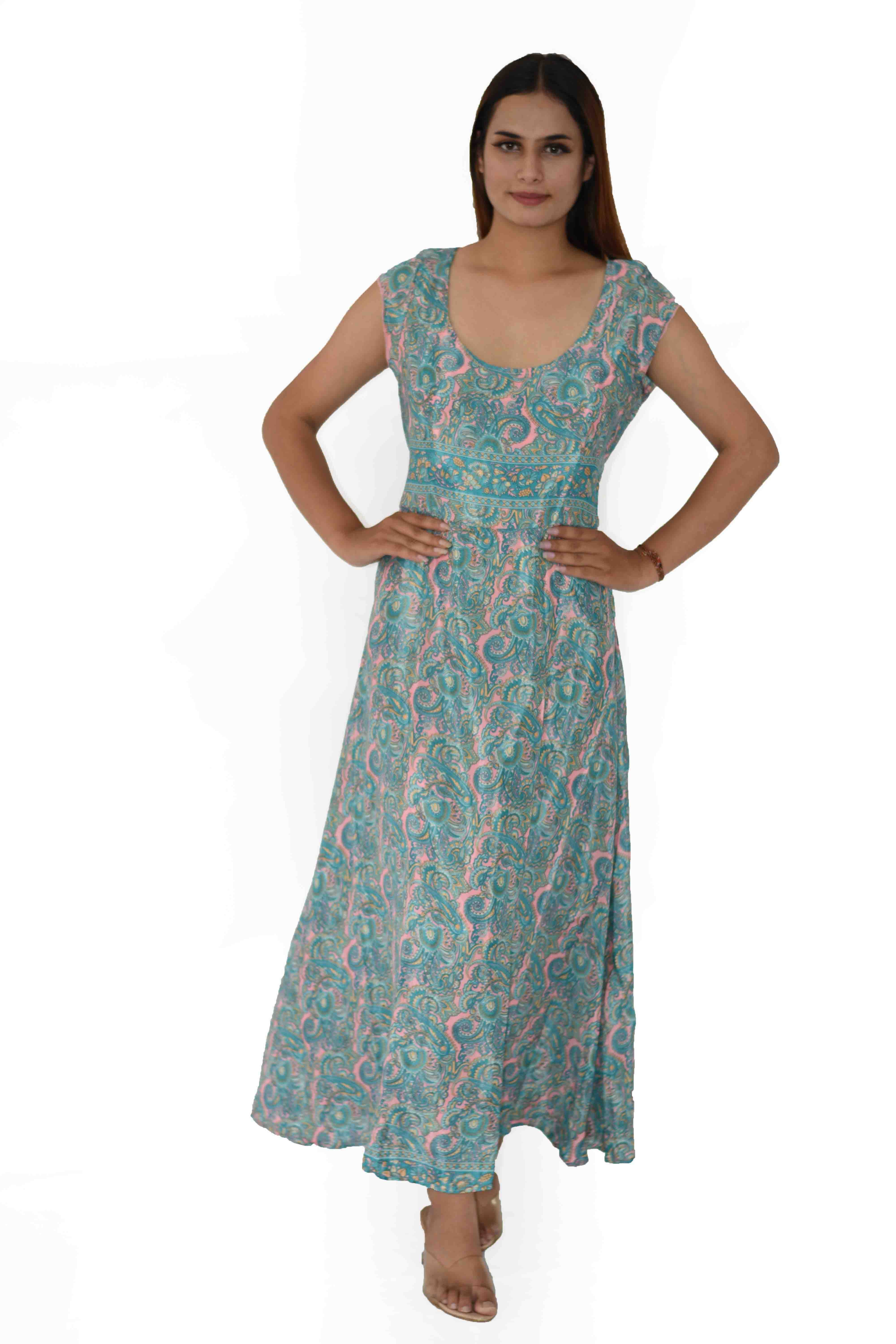 Humanity Centred Designs – Vestido - Mulher por atacado – A linha floral impresso vestido queimado com manga de boné2