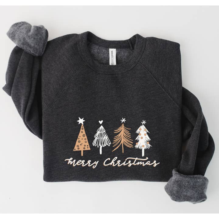 Shamaim - Venta al por mayor Sudadera estampada - Mujer - Jersey polar unisex MERRY CHRISTMAS with 4 Trees Graphic