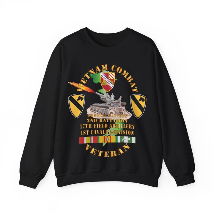 Crewneck Sweatshirt – Army - Charlie Battery.2nd Battalion,17th Field Artillery - w 1st Cavalry Div - M110 8in SP - Vietnam Vet w VN SVC X 300 for wholesale by MIP