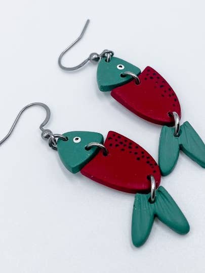 Alaskan Salmon Earrings for wholesale by Wild Coho Clay