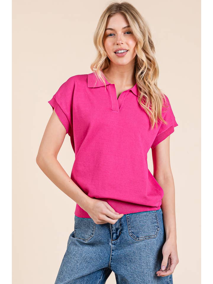 GeeGee Clothing - Wholesale Polo - Women's - Solid Short Sleeve Polo Shirt, OT51336