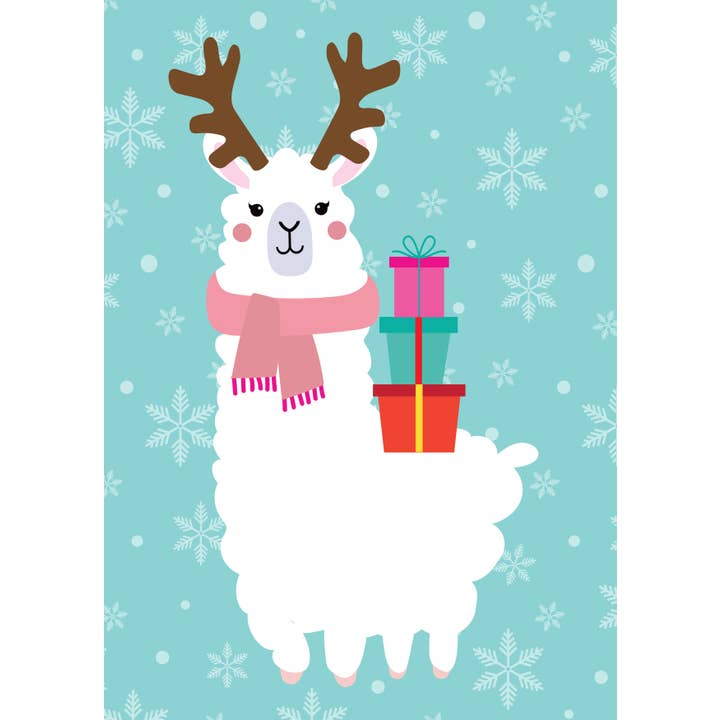Christmas card Llama with scarf for wholesale by Studio Inktvis