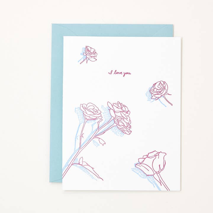 Grußkarte zum Muttertag, mit Aufschrift „I Love You Roses“ für den Großhandel von Helen Edna