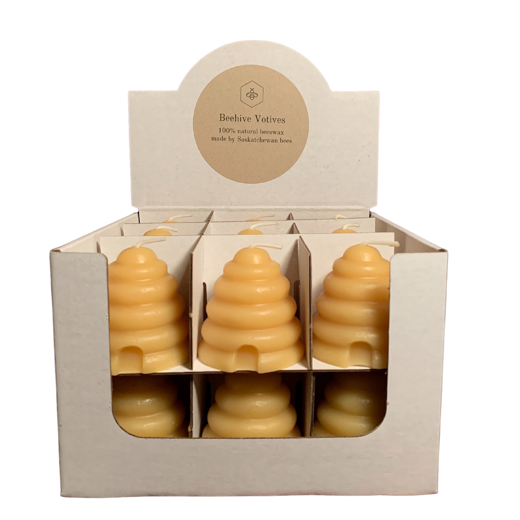 Tu-Bees Honey & Beeswax Candles - Wholesale Votive Candle - 100% Natural Beeswax Beehive Votive - Display Case of 181
