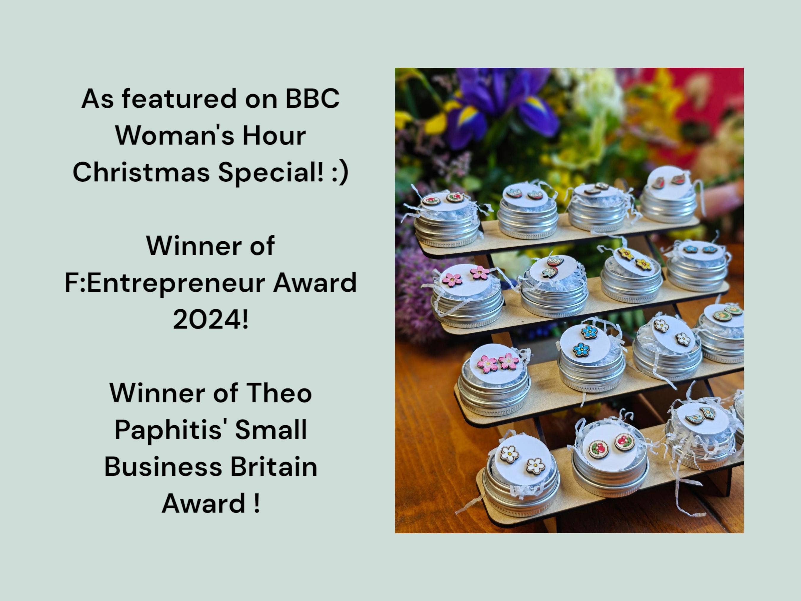 Hyggestyle – wholesale Stud/post earrings – Handpainted Birch Dove Stud Earrings with Gift Tin3