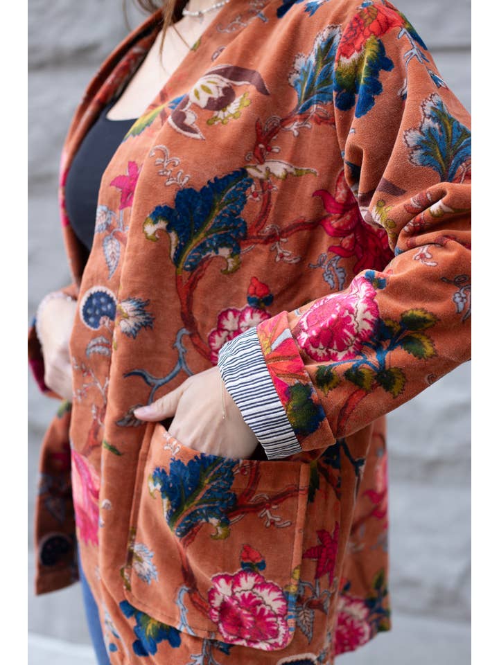 VIKOLINO - Venta al por mayor Kimono - Mujer - Chaqueta larga estilo kimono/Duster de terciopelo1