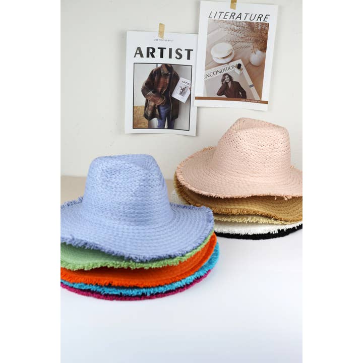 MYS Wholesale Inc - Wholesale Straw Hat - Women's - Frayed Solid Straw Sun Hat