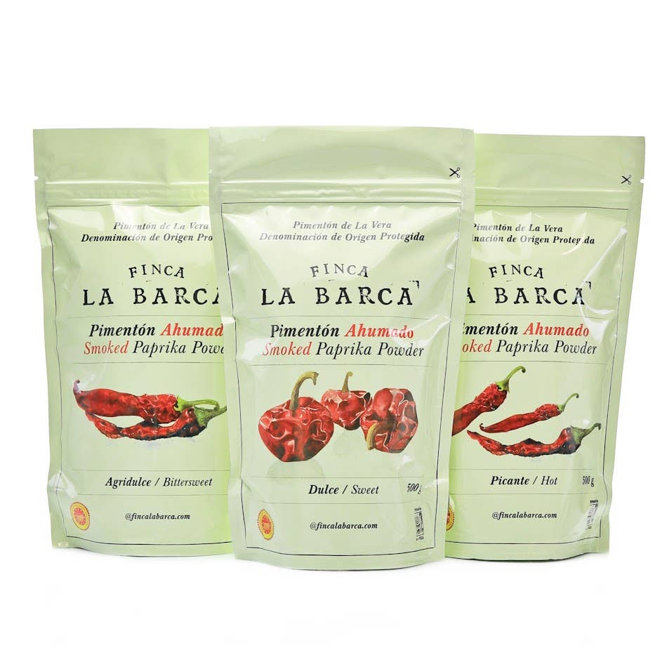 Finca La Barca – Engroshandel Tørret krydderiblanding – Finca La Barca sød røget paprika, 500 g pose1