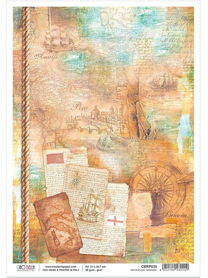 Ciao Bella Rice Paper A4 Repubbiche Marinare for wholesale by Ecstasy Crafts Distributing