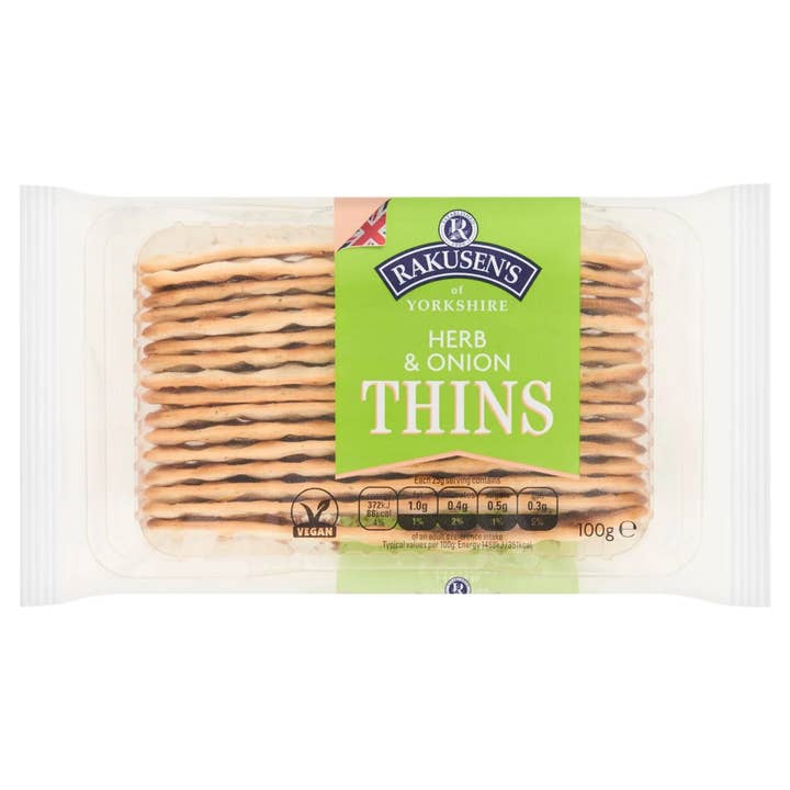 Rakusen's – wholesale Crackers – NEW RAKUSENS HERB & ONION THINS0