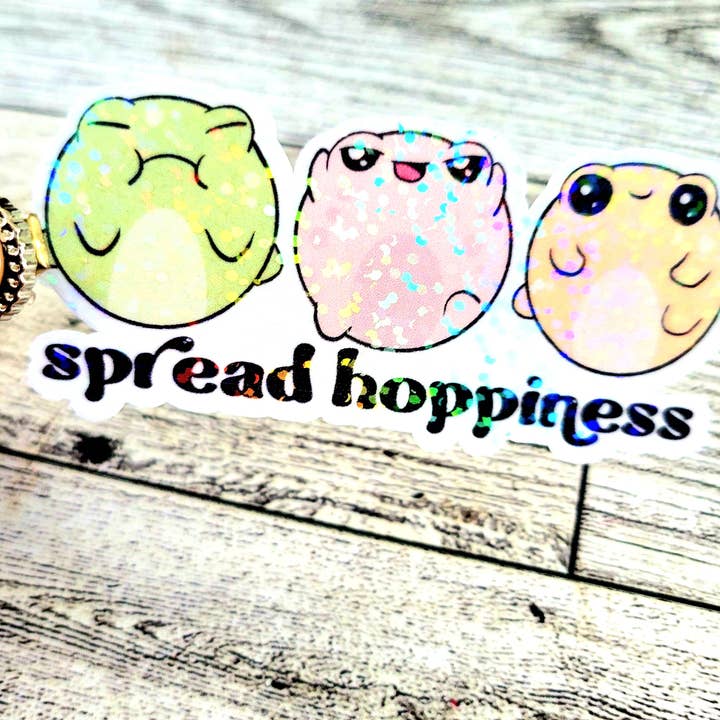 Frog Sticker, Spread Hoppiness, Glitter Sticker, for wholesale by Dashmonograms