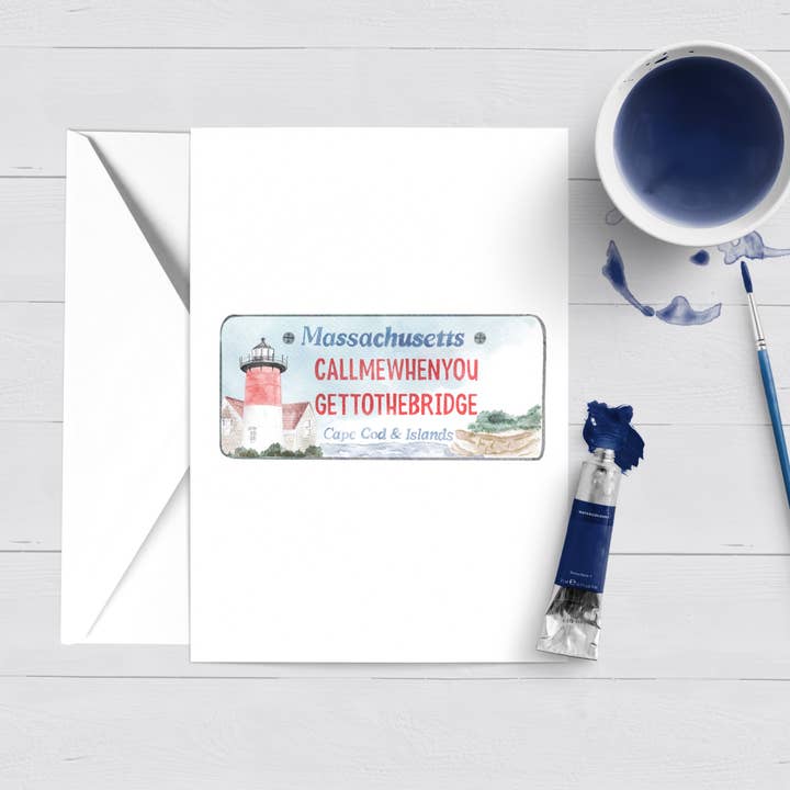 Cape Cod License Plate Greeting Card for wholesale by WonderfullyWrittenCo