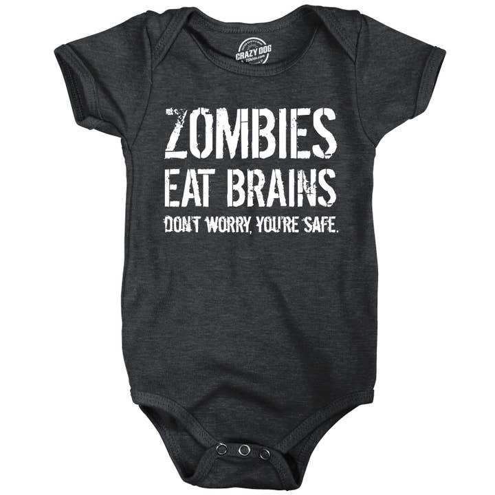 Zombies Eat Brains Dont Worry Youre Safe Baby Bodysuit for wholesale by Crazy Dog T-Shirts
