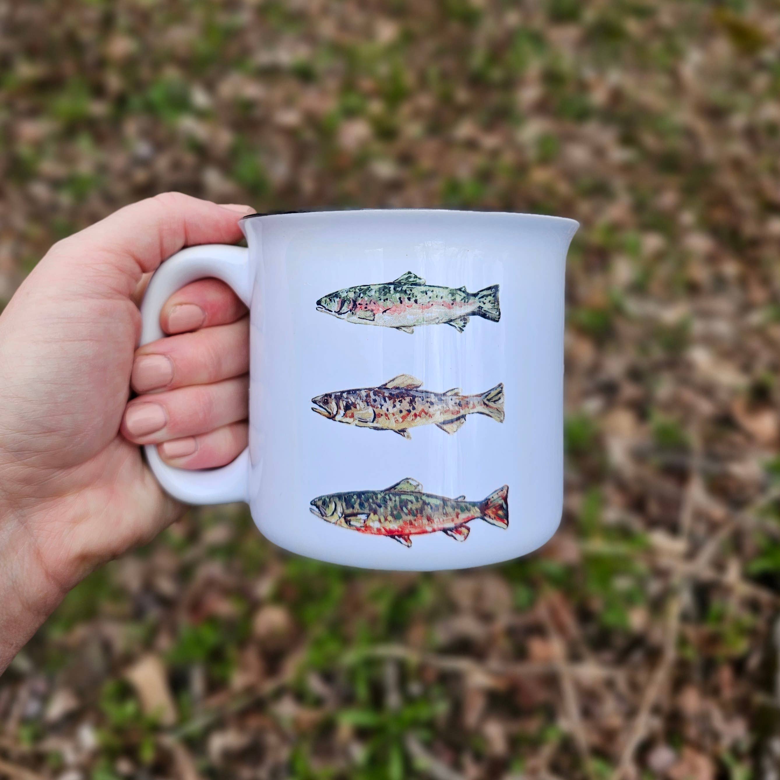 The Cranberry Finch - Wholesale Coffee Mug - Trout Fish Coffee Mug4