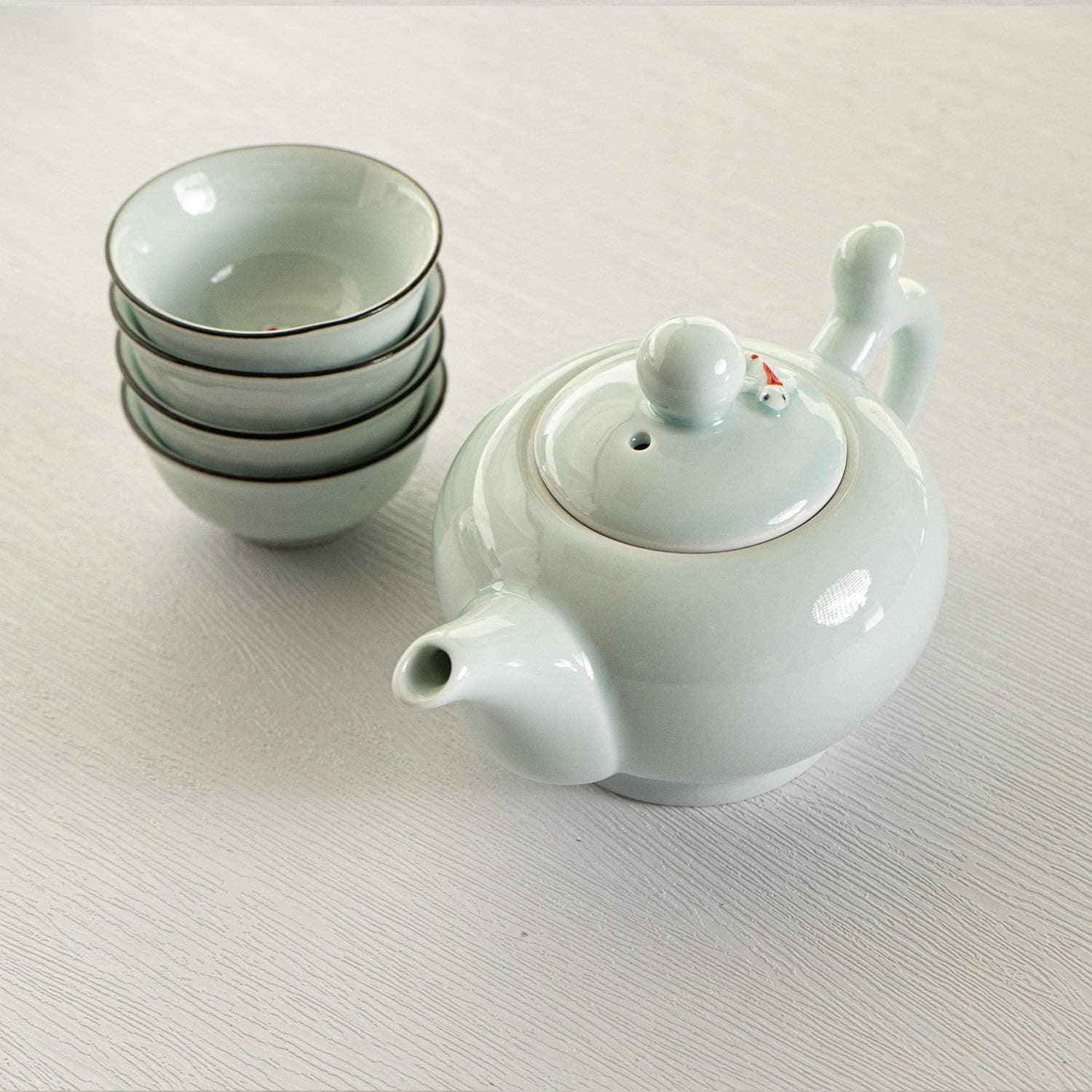 Urban Tokyo - Wholesale Tea Set - Japanese Koi Fish Kung Fu Tea Set 8oz Tea Pot with 4 Cups Blue (1/30)1
