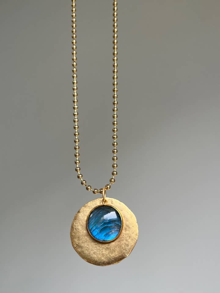 Fall Coin & Stone Necklace for wholesale by Heather Kahn