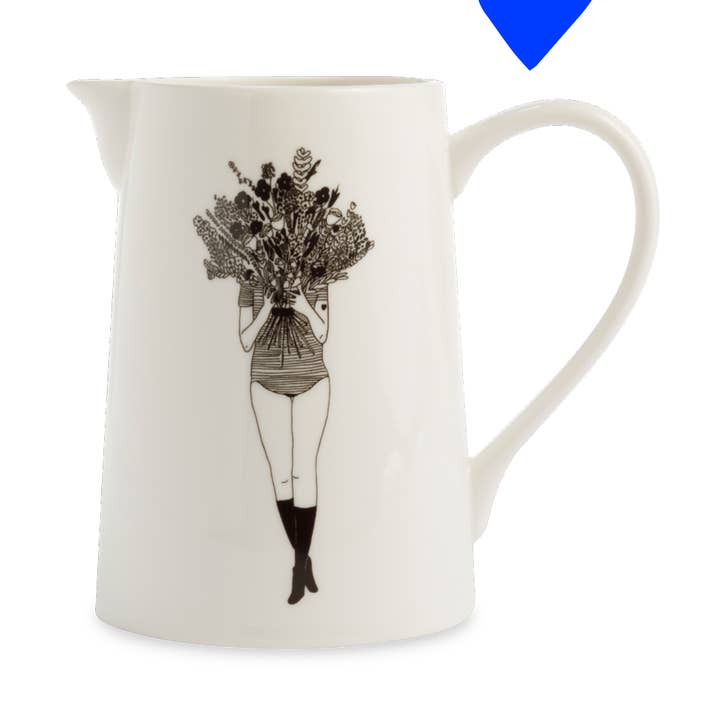 Jarra de porcelana grande com ilustração de flor - helen b por atacado de helen b