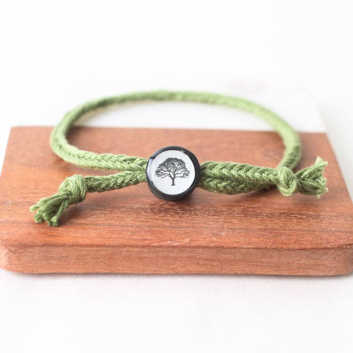 Daily Tap for Inspiration Beacon Bracelet - Oak Tree - Woven Cord for wholesale by MudLOVE