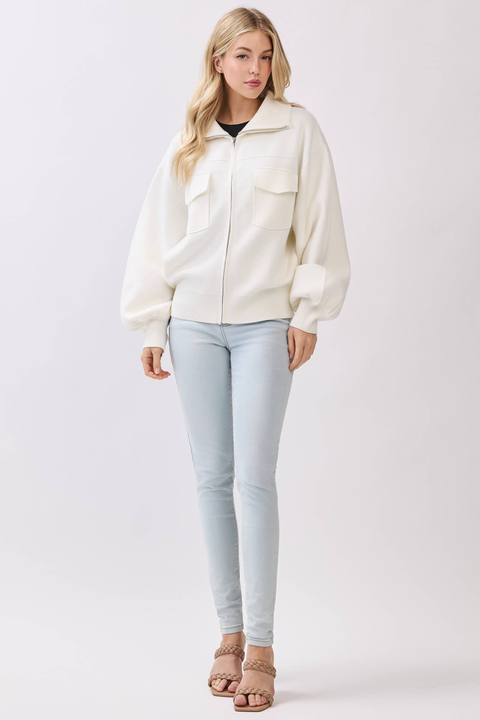 Calista - Wholesale Bomber Jacket - Women's - SWEATER BOMBER JACKET - VW613324