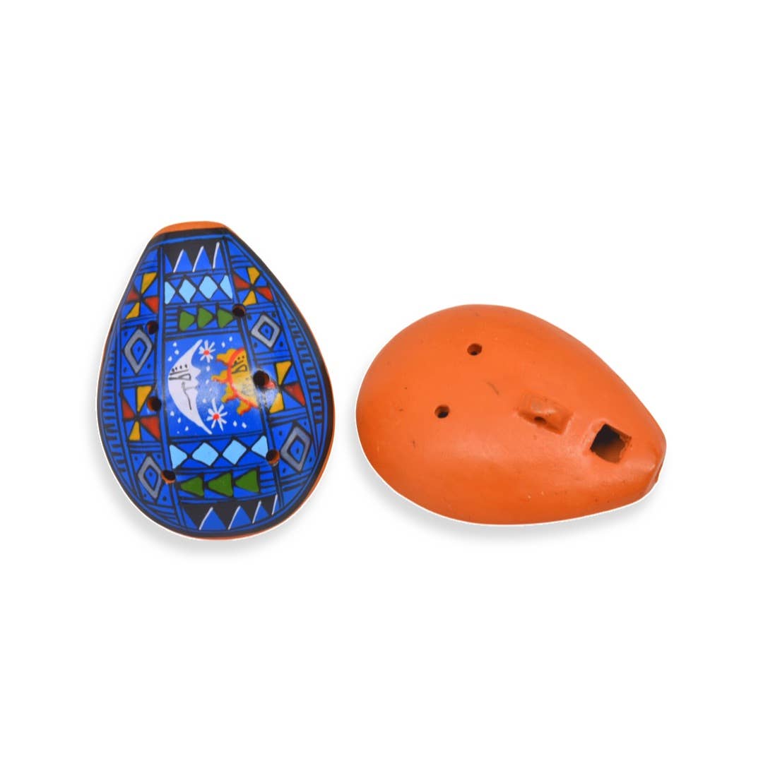 Sanyork Fair Trade – Engroshandel Musikinstrument – Ocarina lille fløjte 5 cm – geometriske forskellige farver, klassisk peruviansk