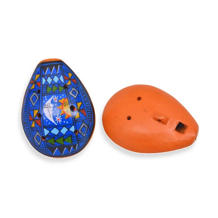 Ocarina pequeño de 5 cm con diseño geométrico en colores surtidos - Clásico peruano para venta al por mayor de Sanyork Fair Trade