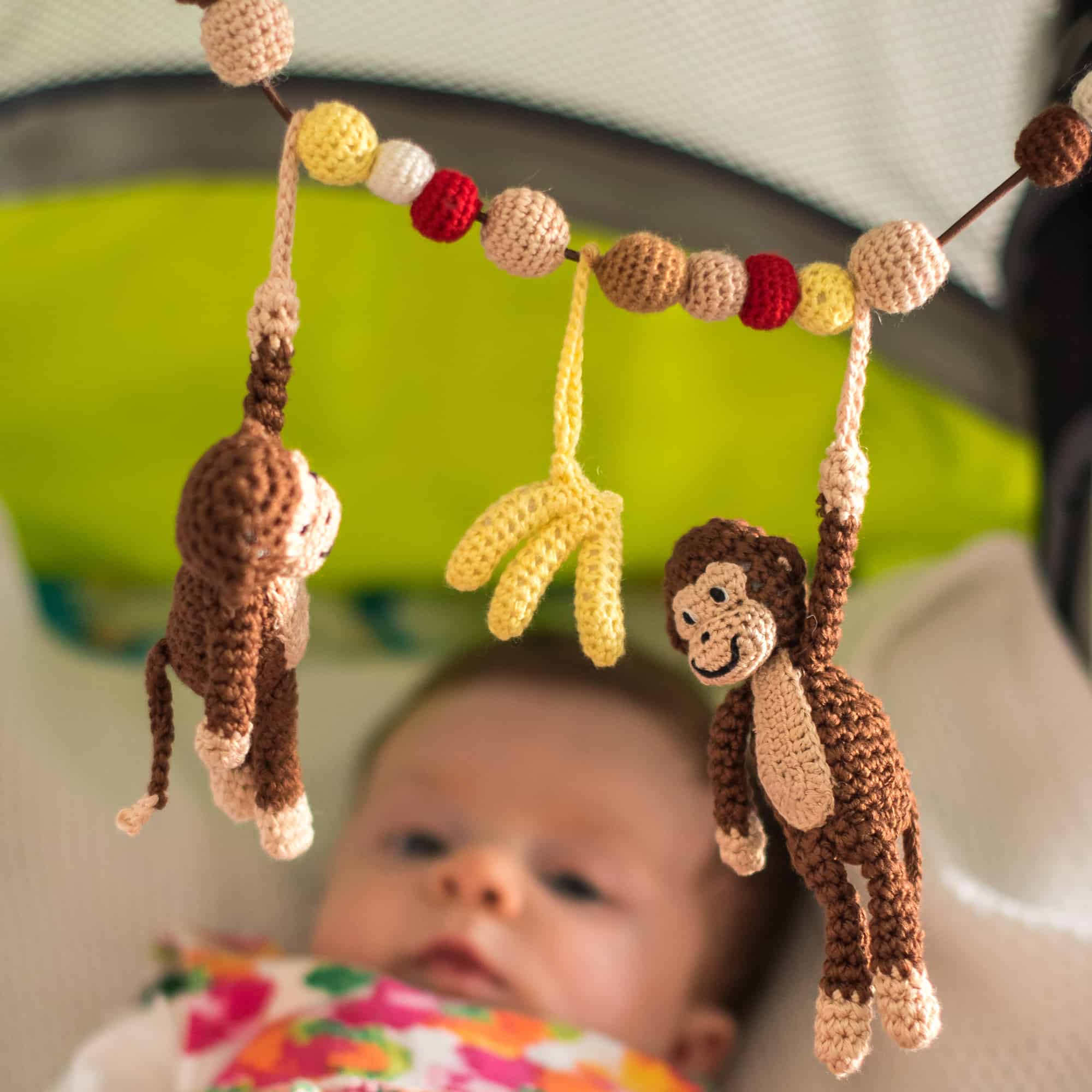 SindiBaba - Wholesale Stuffed/Plush Toy - Kids & Baby - Crochet pram chain monkey CHARLIE in brown2