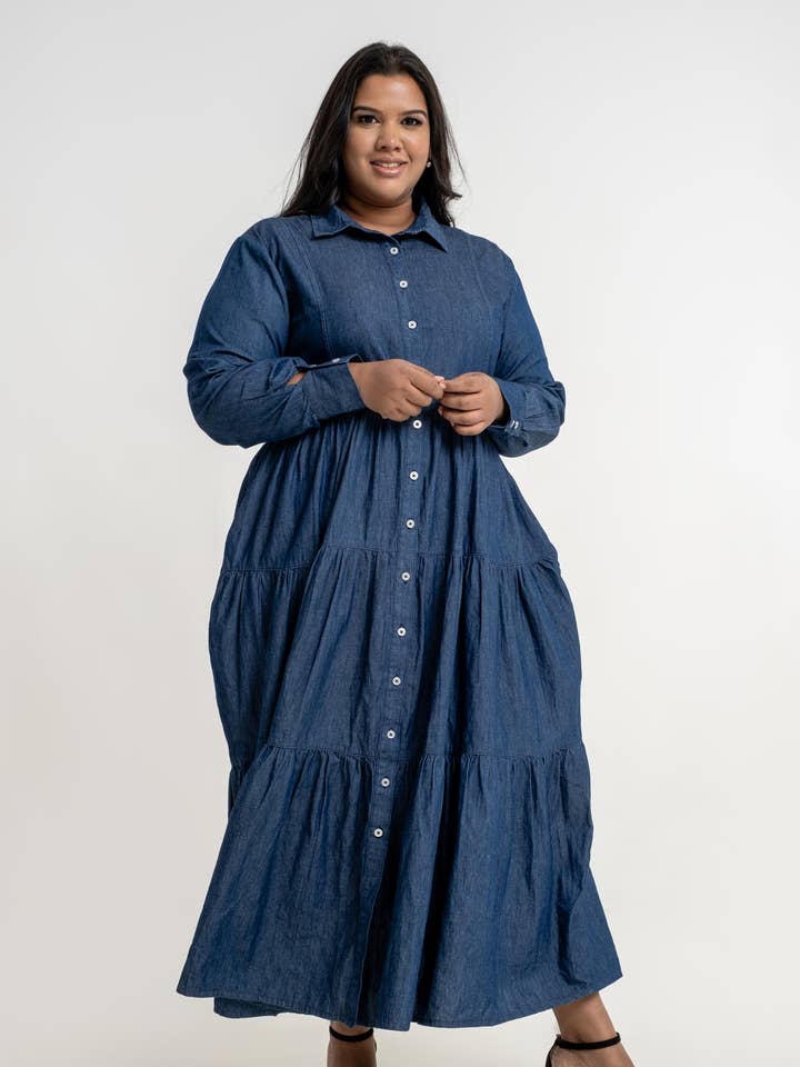 Ladies Casual Tiered Maxi Dress for wholesale by Double XL