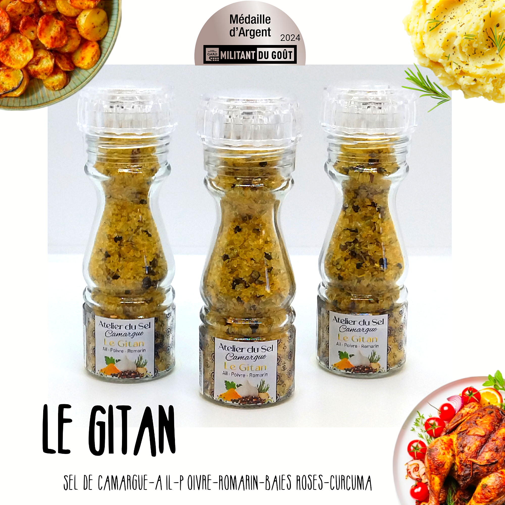 Atelier du Sel Camargue - Wholesale Salt Mill - "Le Gitan" Salt Mill 115 g0