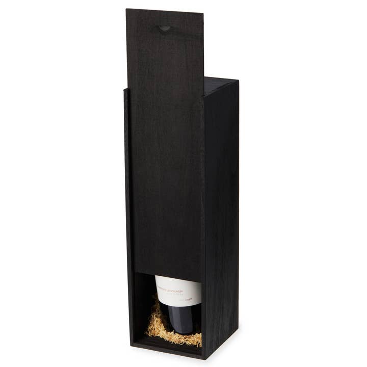 Twine - Wholesale Wine Gift Bag - Single Bottle Wood Wine Gift Box - Black