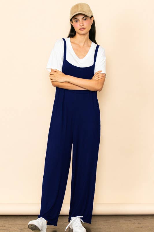 Elloh Collection - Wholesale Jumpsuit - Women's - Casual Comfy Wide Leg Overall Jumper w Bib and Side Pockets16