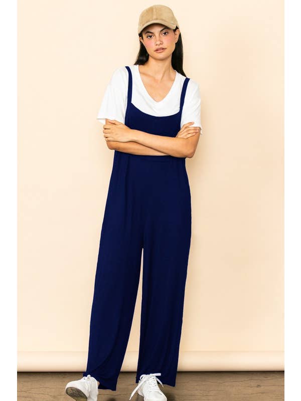 Elloh Collection - Wholesale Jumpsuit - Women's - Casual Comfy Wide Leg Overall Jumper w Bib and Side Pockets16