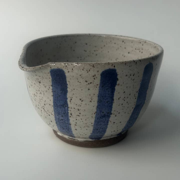 Sarah Mennell Ceramics - Wholesale Coffee/Tea Cup - Handmade Ceramic Matcha Bowl – Blue Stripe0