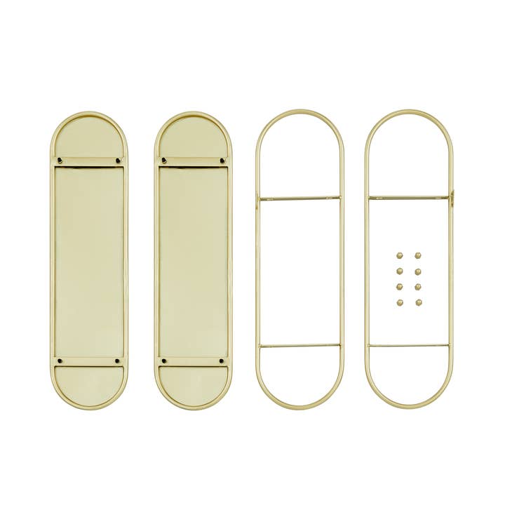 Danya B - Venta al por mayor Estante de pared - Estantería de pared colgante de metal dorado cálido de dos niveles Danya B9