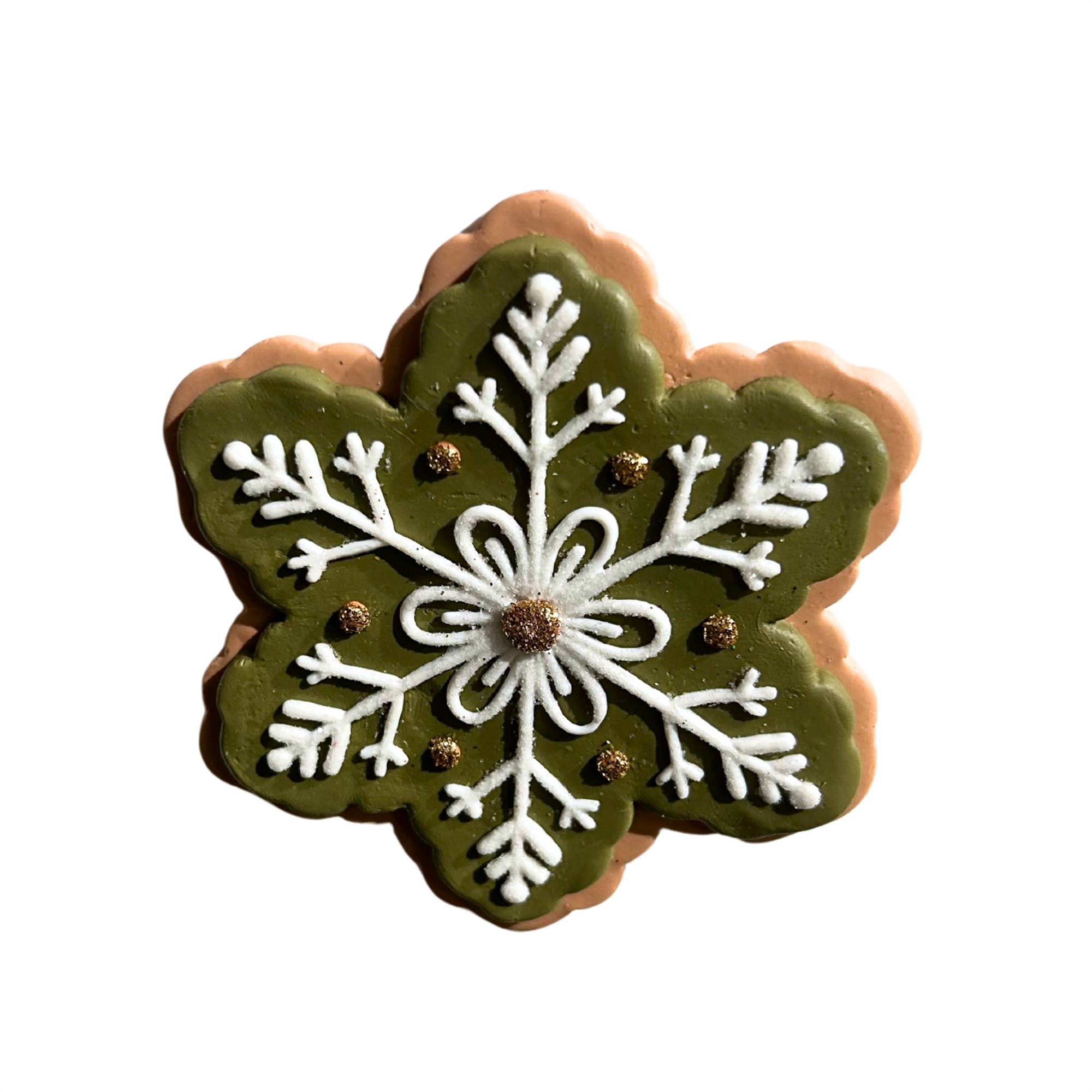 David Christopher's Collection - Wholesale Ornament - SAGE GINGERBREAD SNOWFLAKE COOKIE ORNAMENT 4"