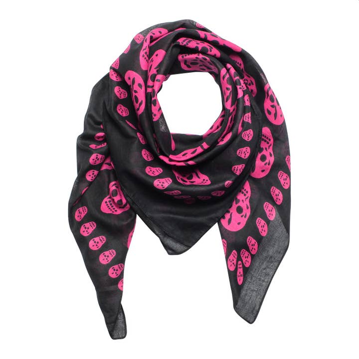 Tribal Trade GmbH - Wholesale Scarf - Women's - Cotton towel skulls 1 pink white scarf square