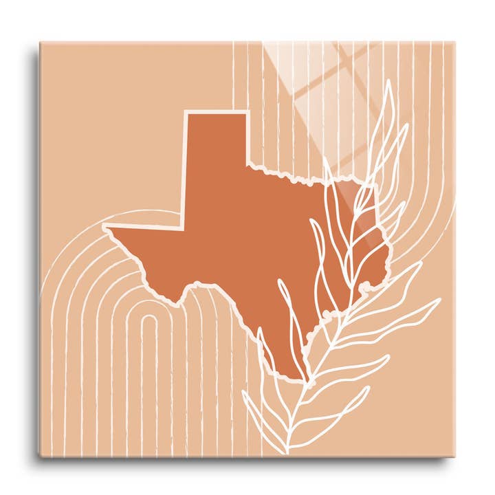 Modern Minimalist Texas State Shape |12x12 Glass Plaque for wholesale by Love Local