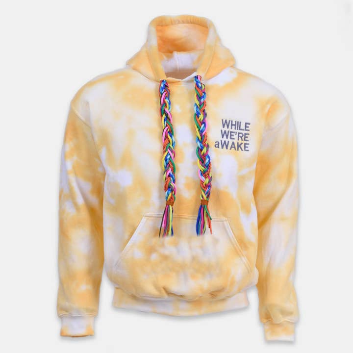 Braid On Braid Hoodie- Yellow Tiedye for wholesale by WHILE WE'RE aWAKE