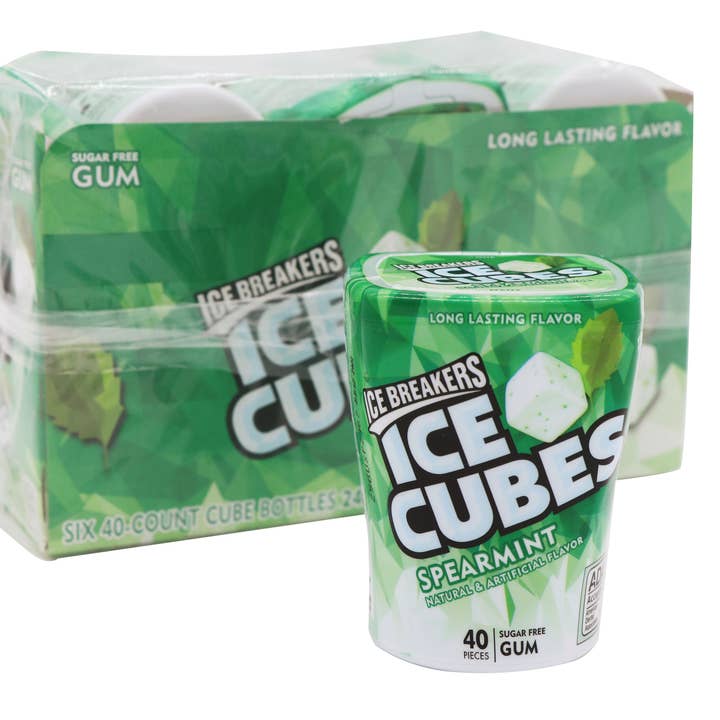 Grandpa Joe's Candy Shop - Wholesale Chewing Gum - Ice Breakers Ice Cubes Spearmint, 40pc per Container, 6ct