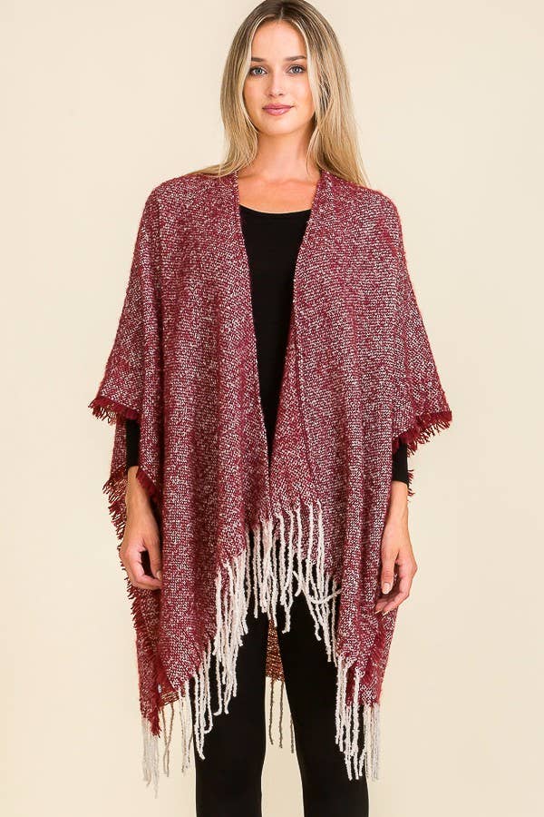 SOM VIST Flosset Tæppe Sjals Åben Silhuet Poncho for engroshandel på Faire1