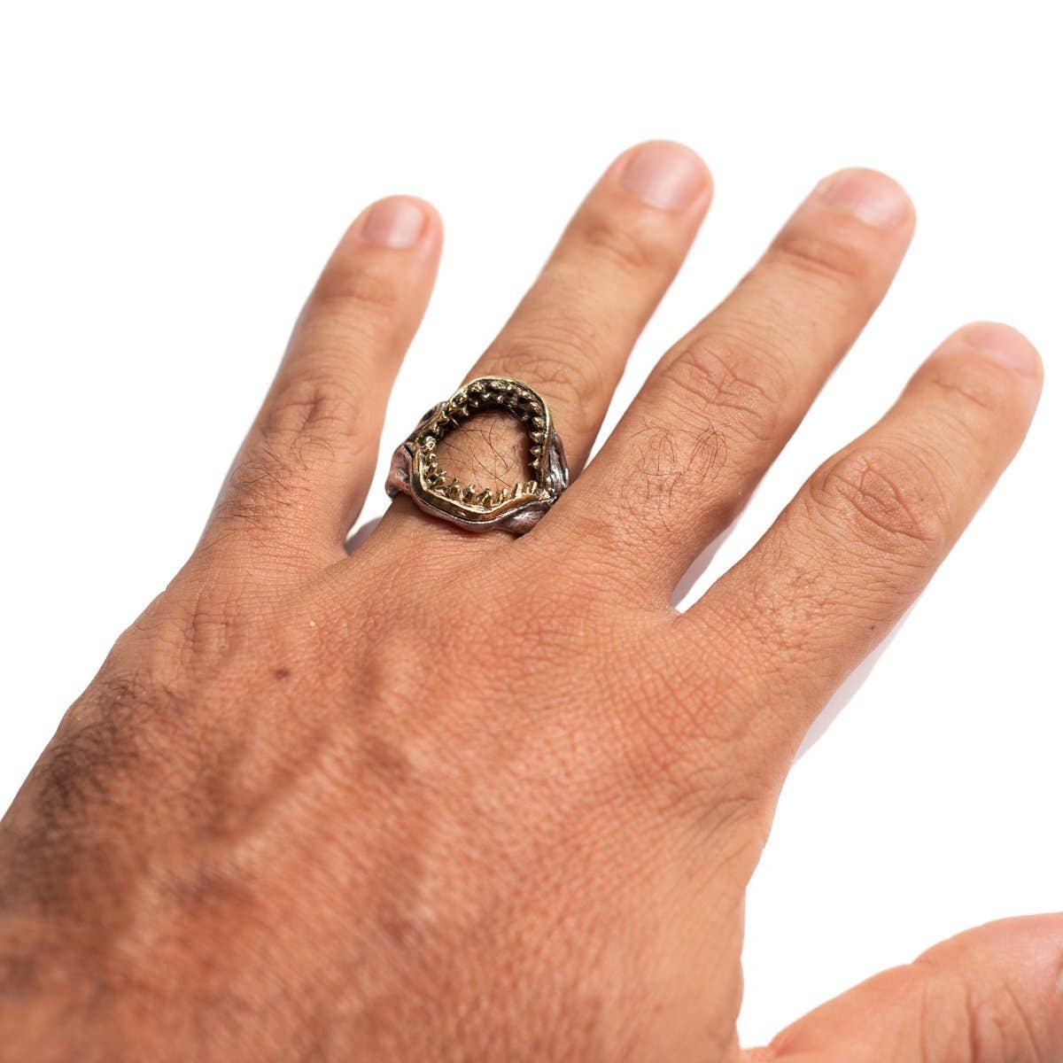 JewelryLab - Vente Bague de cocktail/de cérémonie - Bague à mâchoire de requin en argent sterling 925 avec laiton8