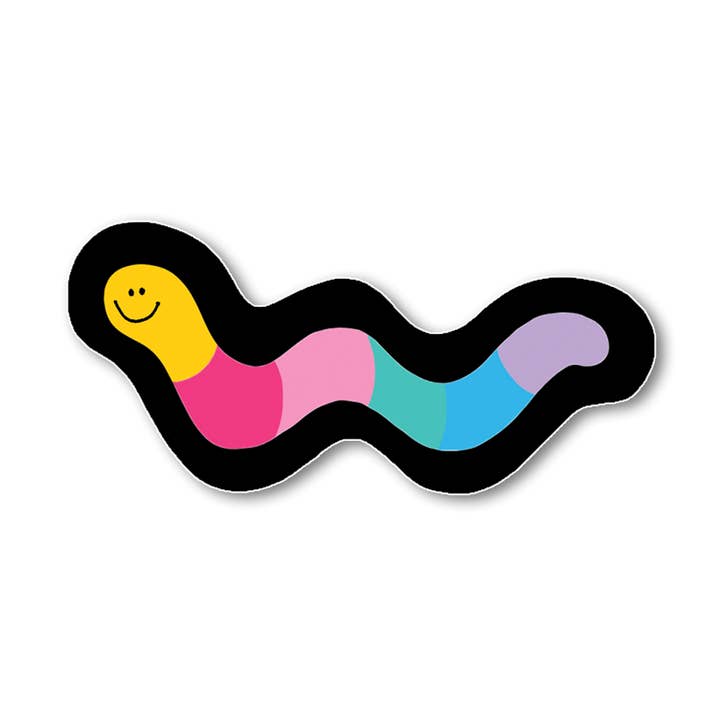Rainbow Worm Sticker for wholesale by An Open Sketchbook