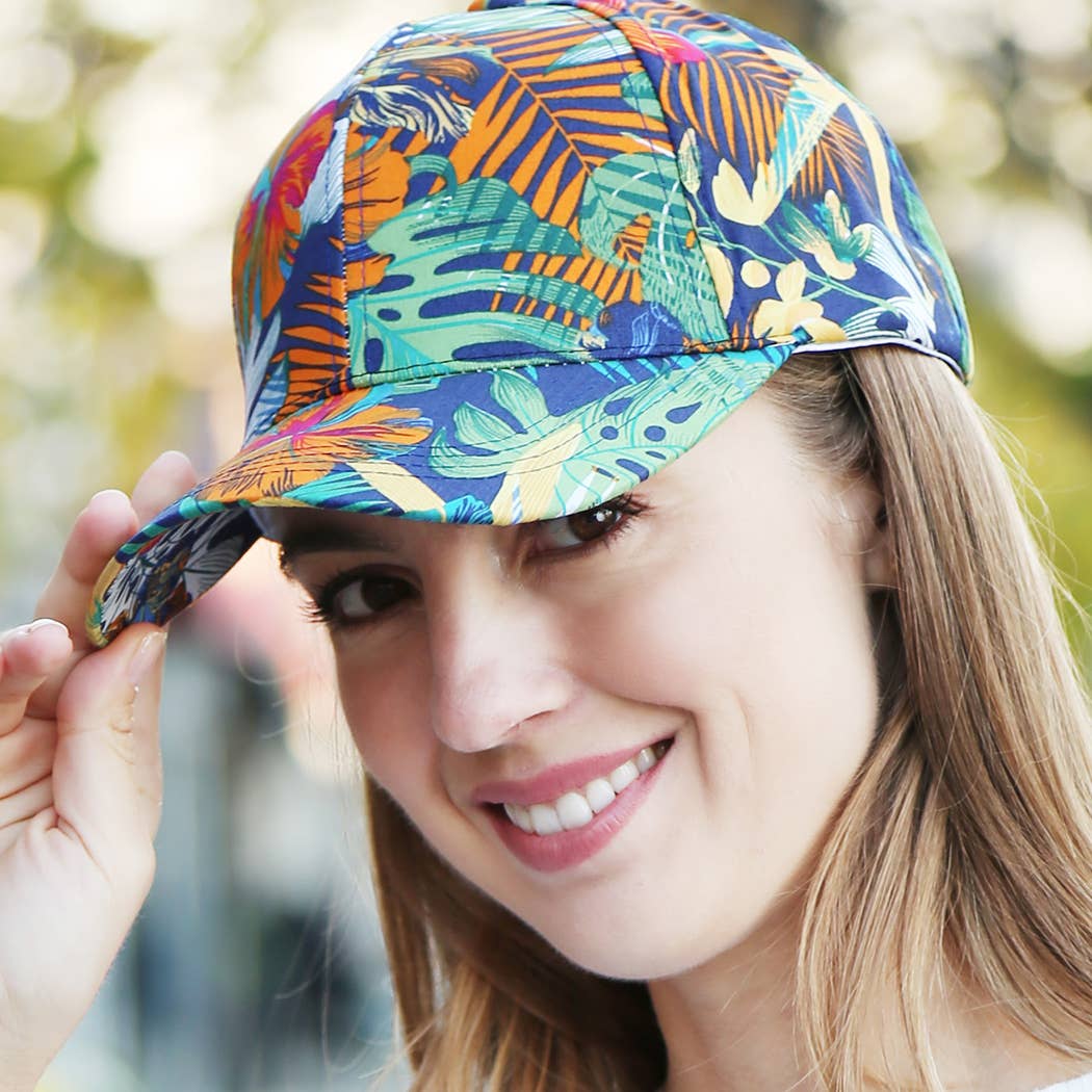 Fashion City - Wholesale Baseball Cap - Women's - Mixed Floral and Leaves Print Cotton Baseball Cap5