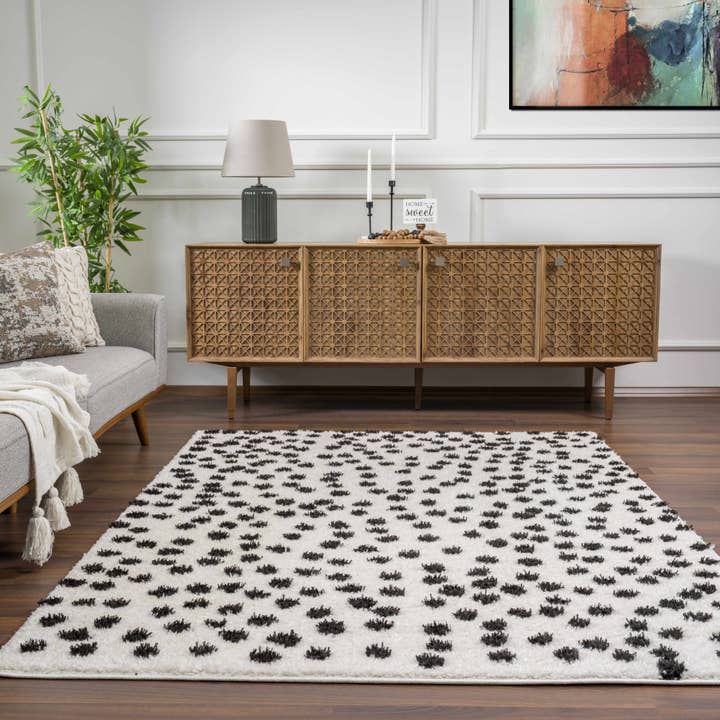 Hauteloom - Wholesale Area Rug - Cansu Black & White Dotted Area Rug14