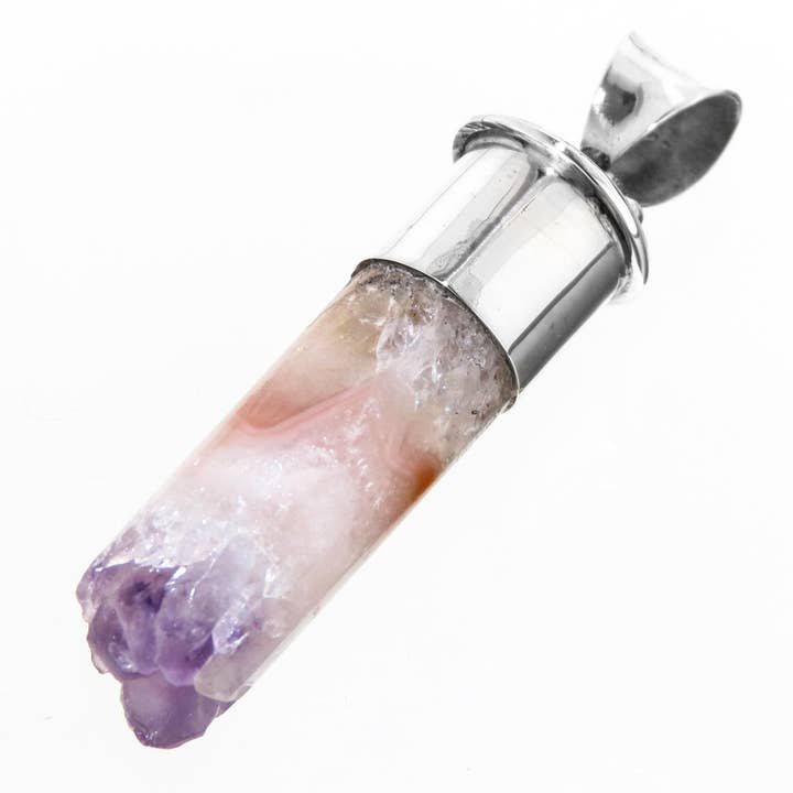 Pendentif tube en argent sterling 925 avec cristaux d'améthyste, 1 13/16" pour la vente par FifiRose